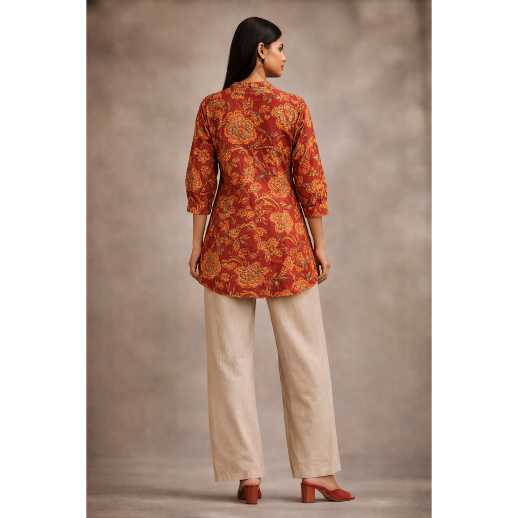 Kurti Above Mid Thigh Length with Mandarin Collar