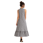 Frill Closed Neck Sleeveless Dress with Pockets