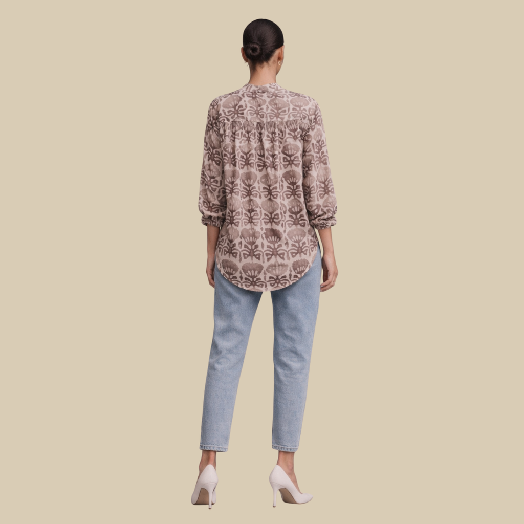 Gathered Yoke, High Low Shirt Style Kurti