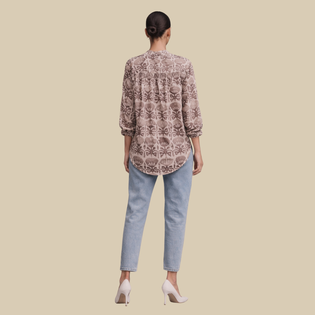 Gathered Yoke, High Low Shirt Style Kurti