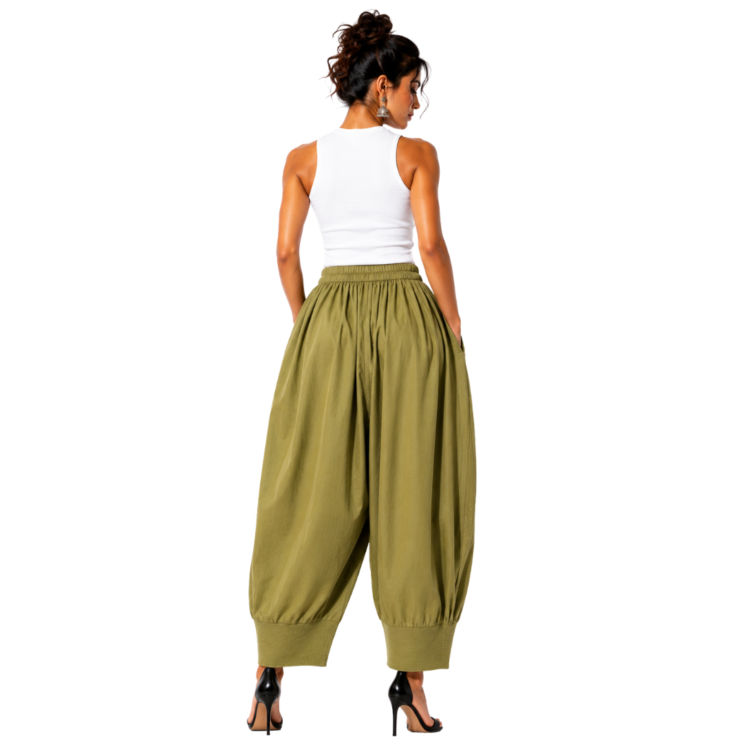 Relaxed Cocoon Salwar Pants with elastic waist & Pockets