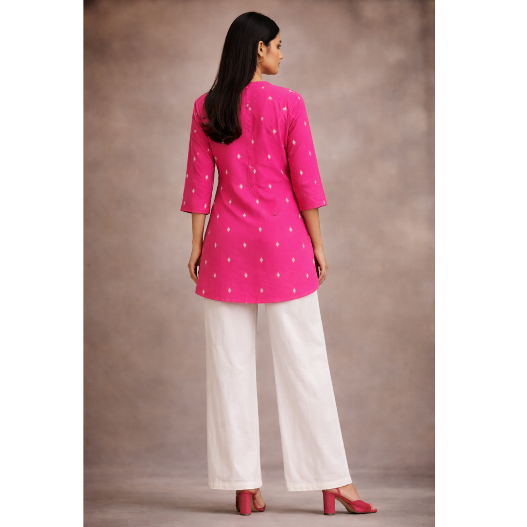 Kurti Above Mid Thigh Length with Mandarin Collar