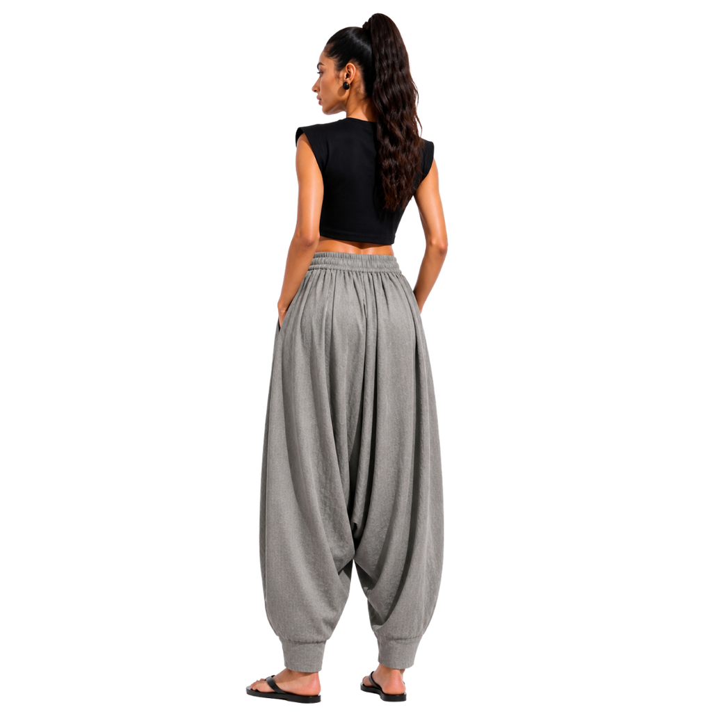 Relaxed Harem Bottomwear with  Elastic waistband & drawstring