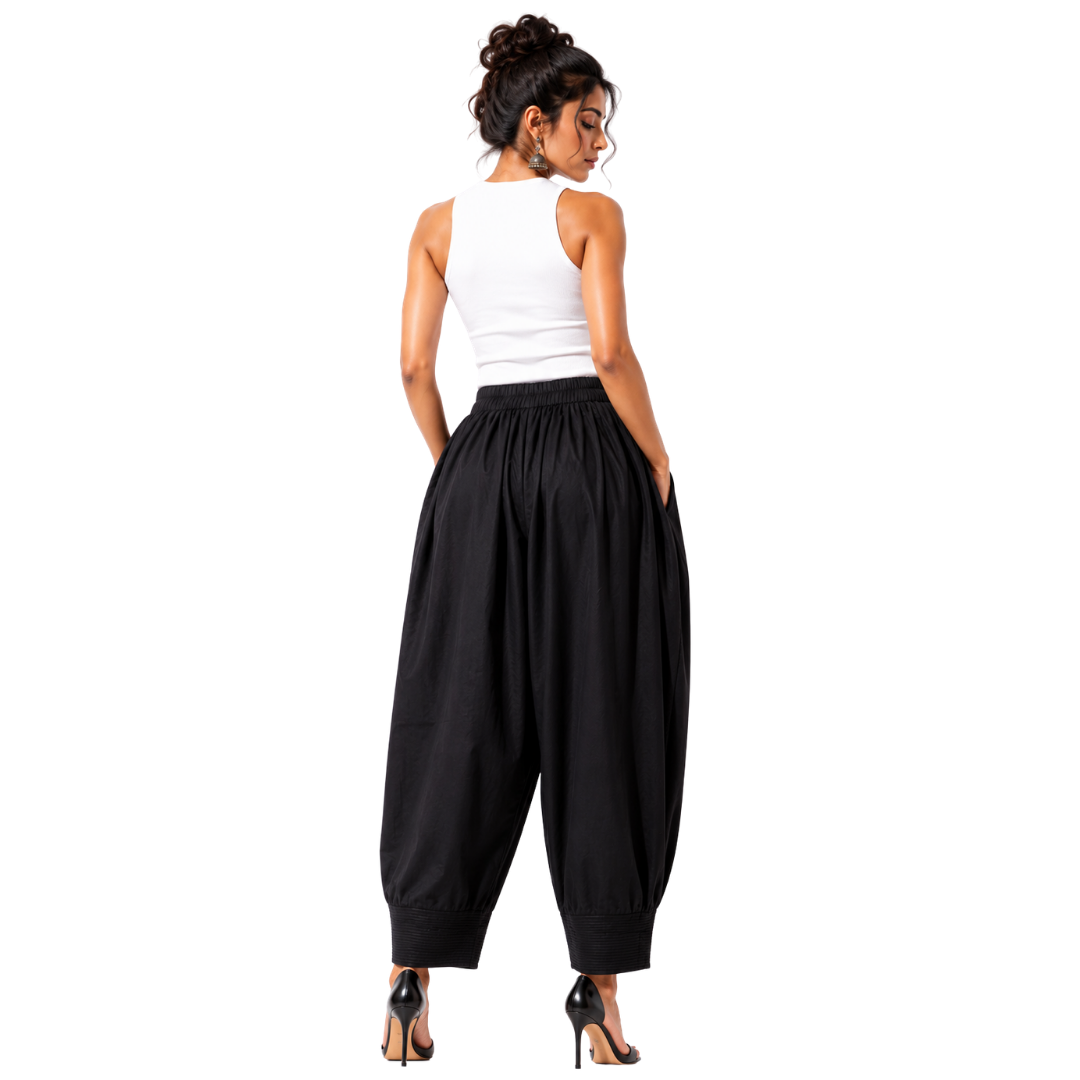 Relaxed Cocoon Salwar Pants with elastic waist & Pockets