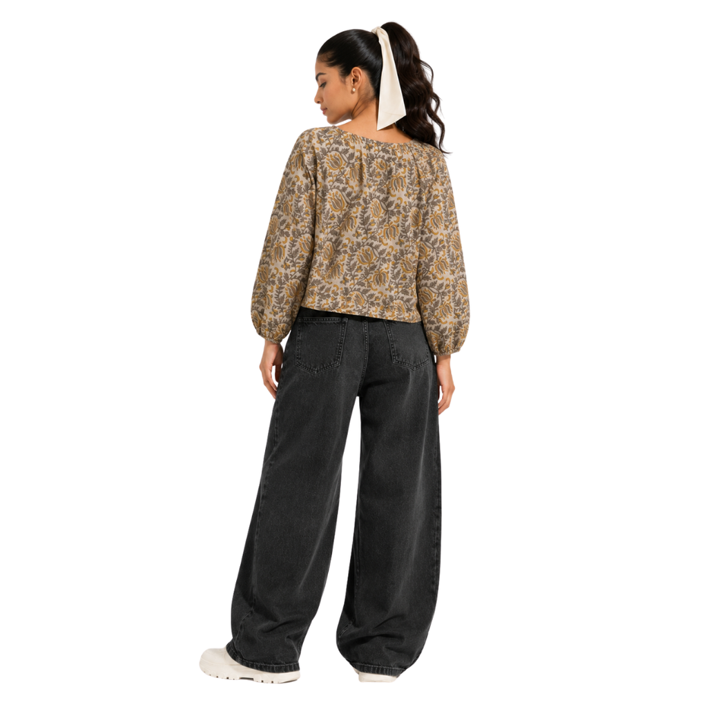 Crop Top with Elastic Neck