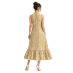 Frill Closed Neck Sleeveless Dress with Pockets