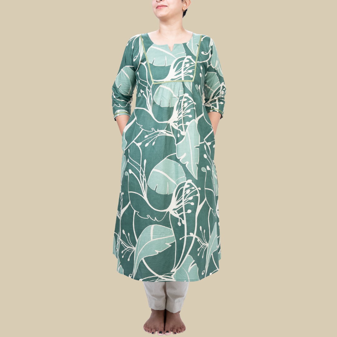 Aline Kurta with laced yoke & Pockets