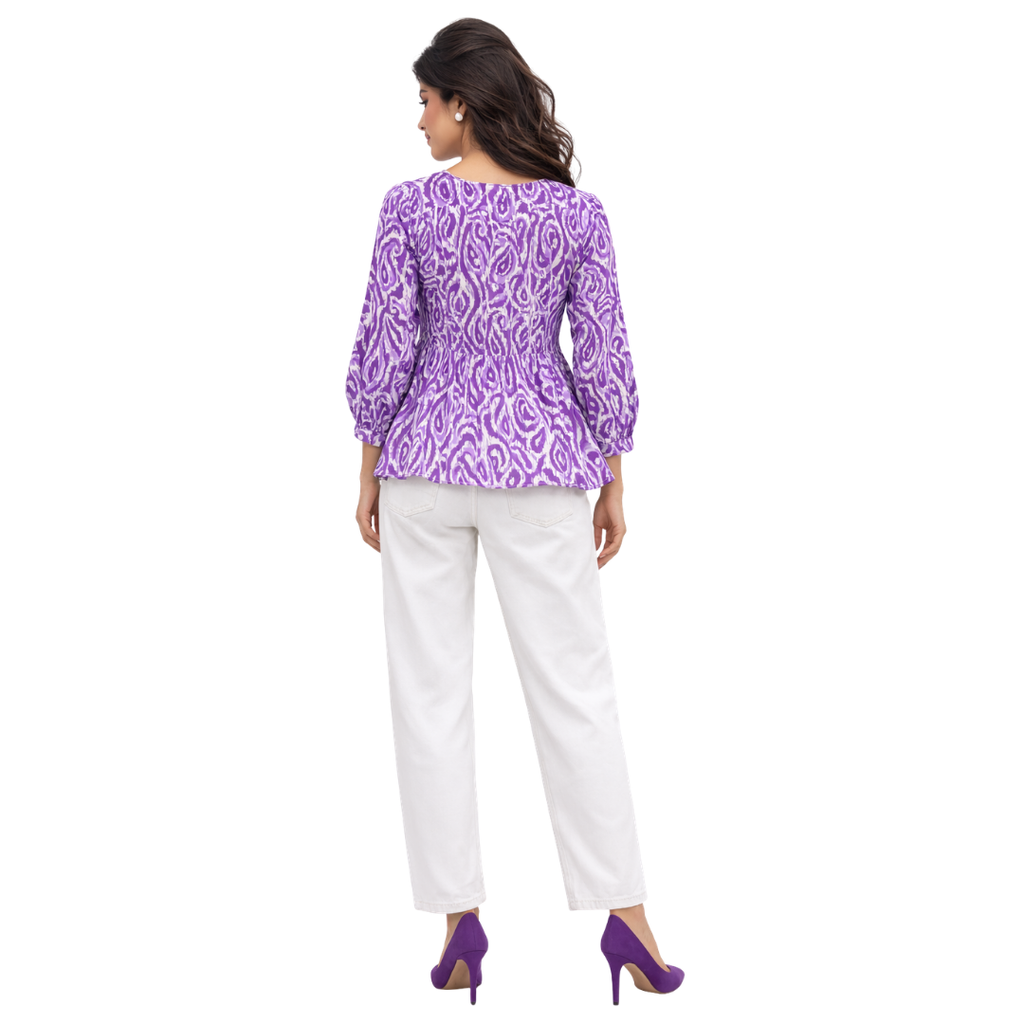 Peplum Top with Pintuck Yoke