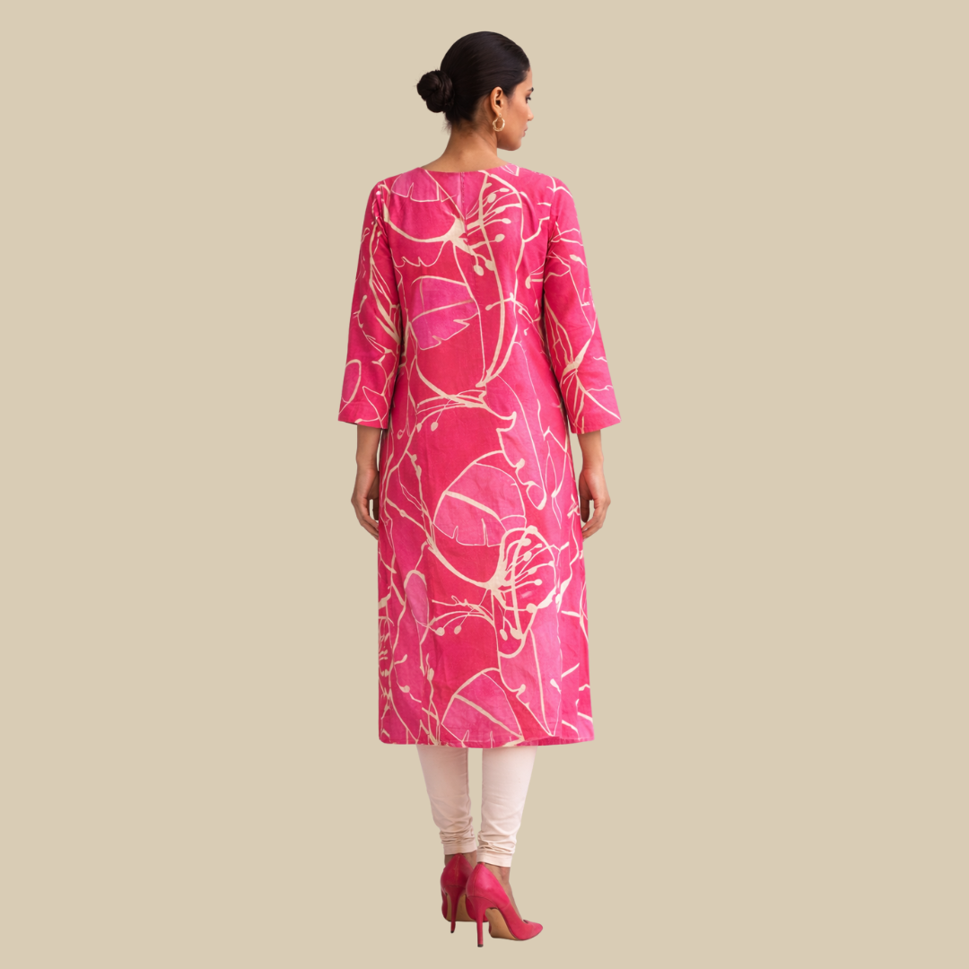 Regular Kurta with Notched Neckline