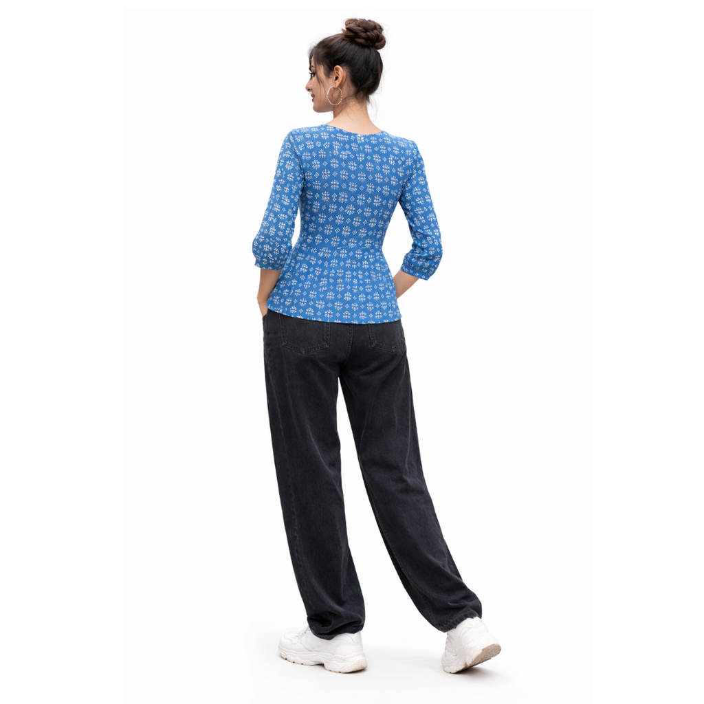 Peplum Top with Pintuck Yoke