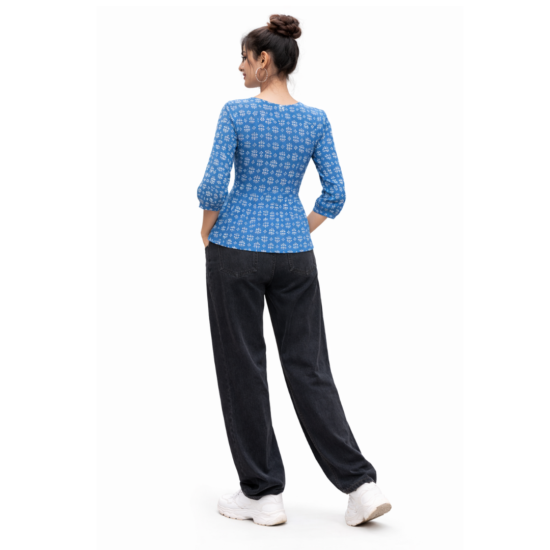 Peplum Top with Pintuck Yoke