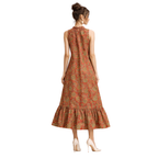 Frill Closed Neck Sleeveless Dress with Pockets
