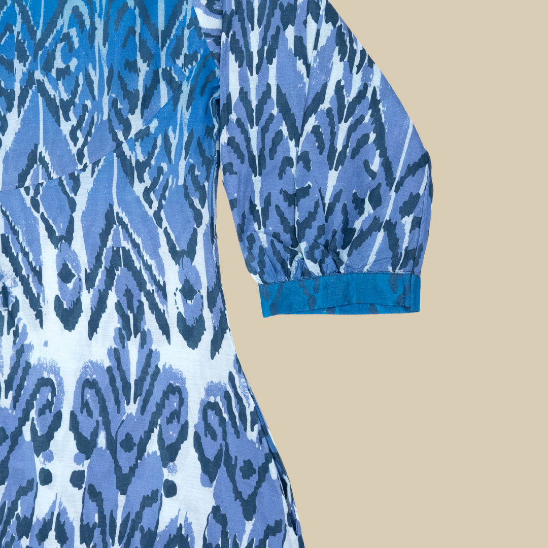 Low Slit, Buttoned Gathered Yoke Kurta with Pockets