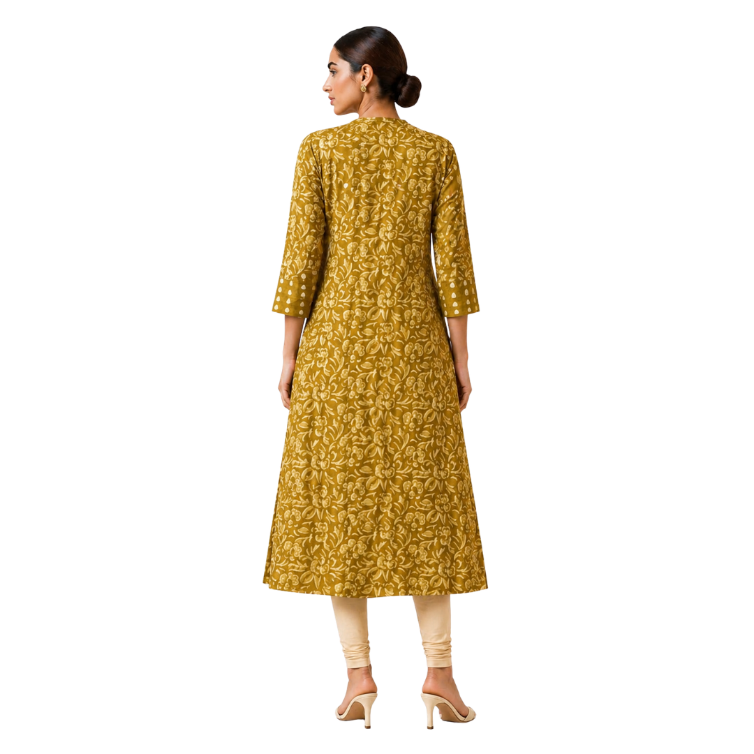 V Neck Kurta with Detailed Yoke