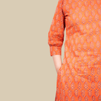2 Pcs Set - U hem Kurta with Cig Pants