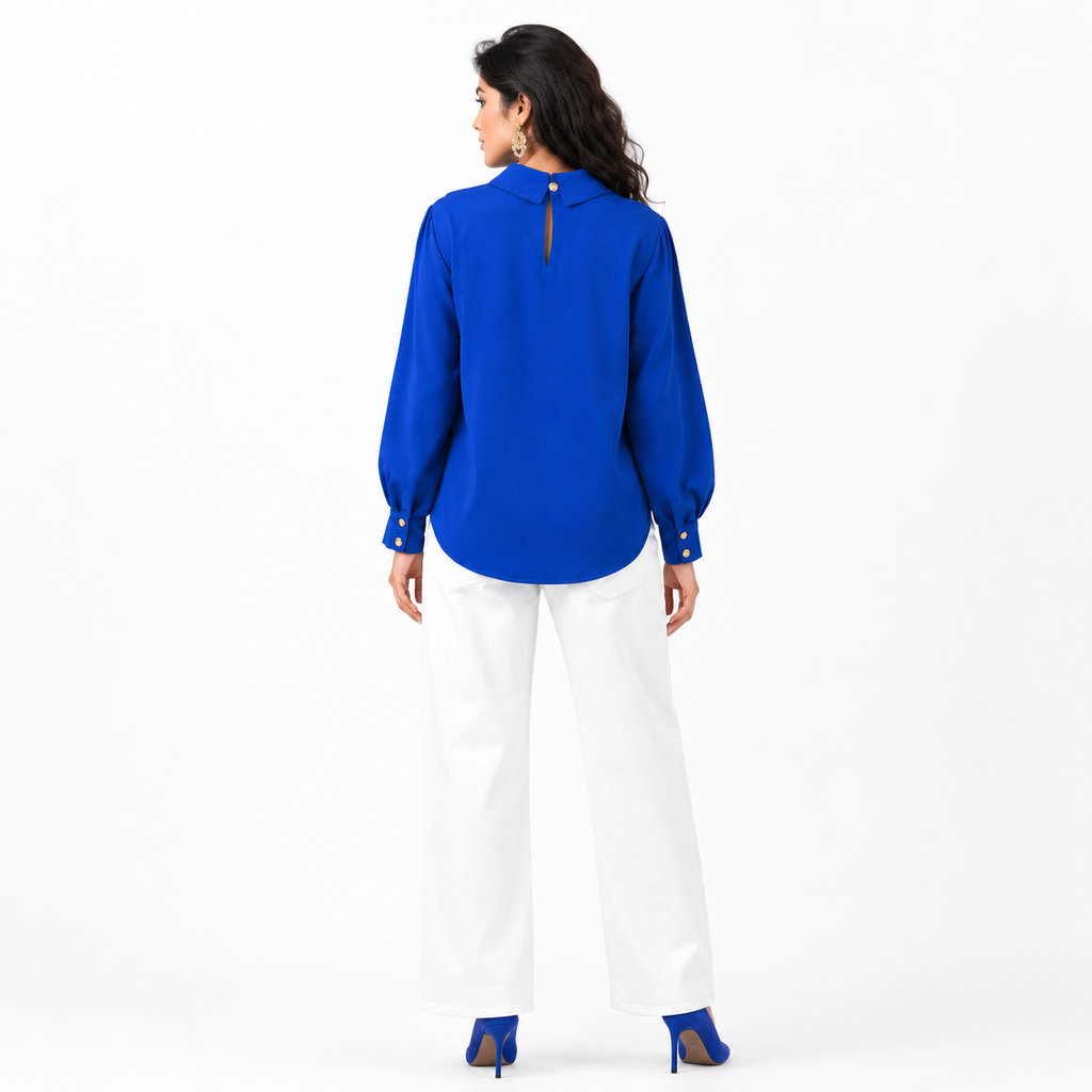 Pintuck High-Neck Semi Formal Shirt