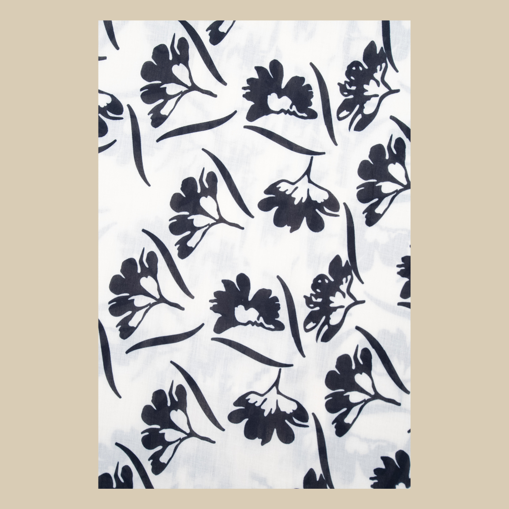 Pleated Maison Bloom Monochrome Floral Kurta with Sequence Work in Fluid Silhouette