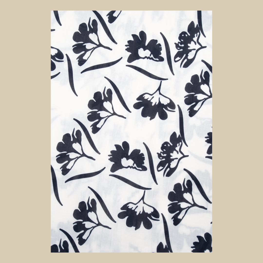 Pleated Maison Bloom Monochrome Floral Kurta with Sequence Work in Fluid Silhouette