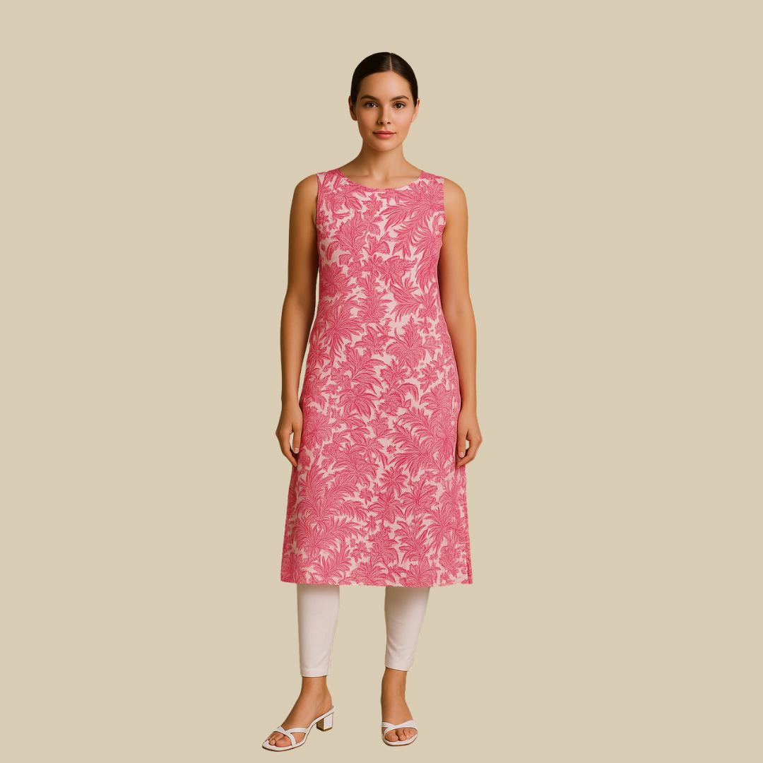 Floral Sleeveless Printed Kurta