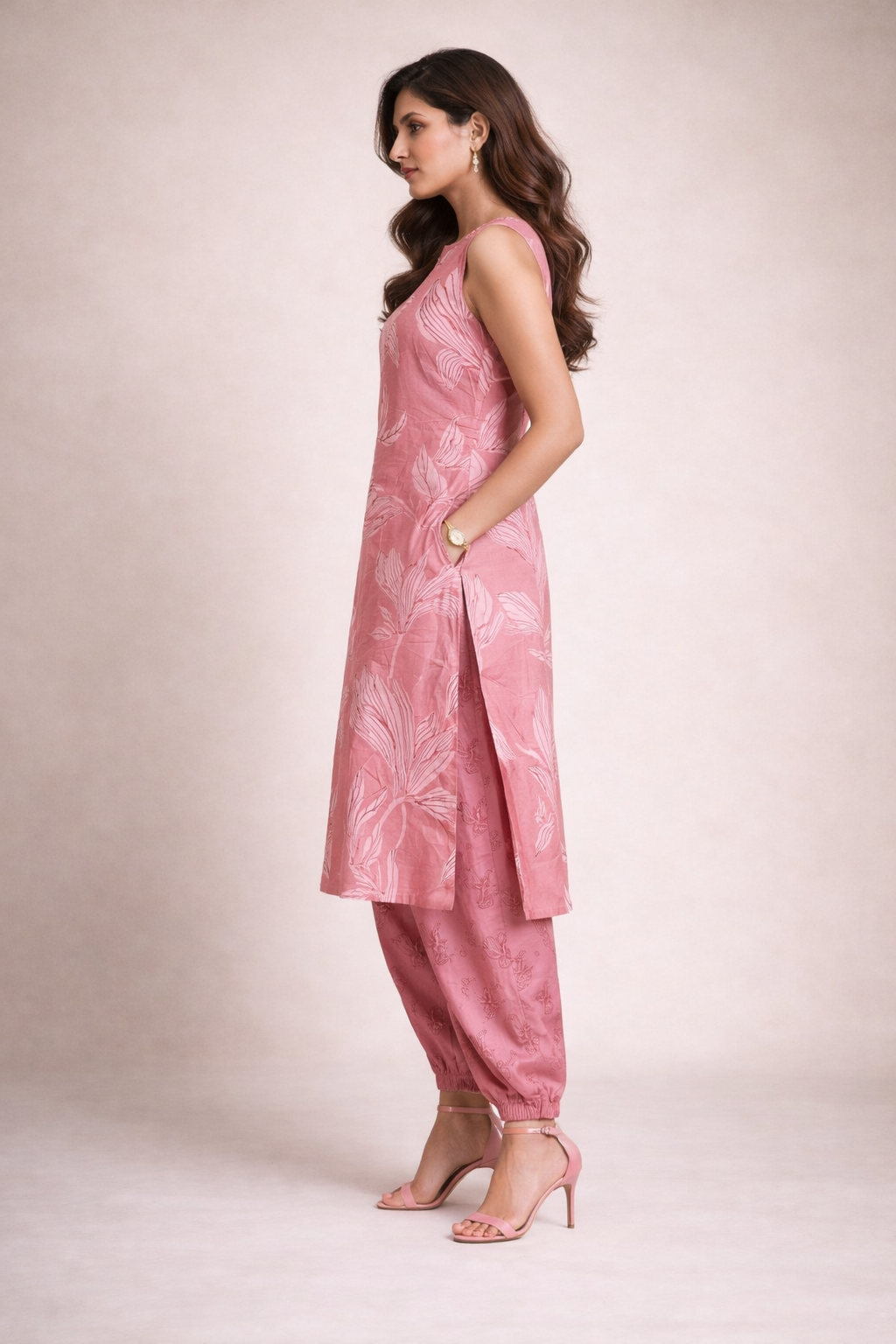 2 pcs Set - Sleeveless Kurta with Afgani Pants