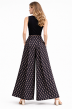 Box Pleated Flared Palazzo With Pockets
