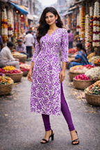 Regular Kurta with V neck