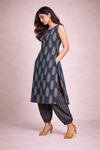 2 pcs Set - Sleeveless Kurta with Afgani Pants