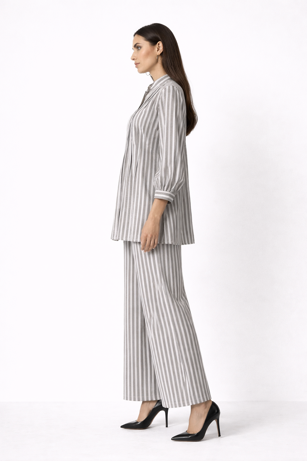 Co-ord’s - Pin-tuck style long sleeve shirt paired with semi palazzo pants