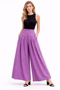 Box Pleated Flared Palazzo with Pockets