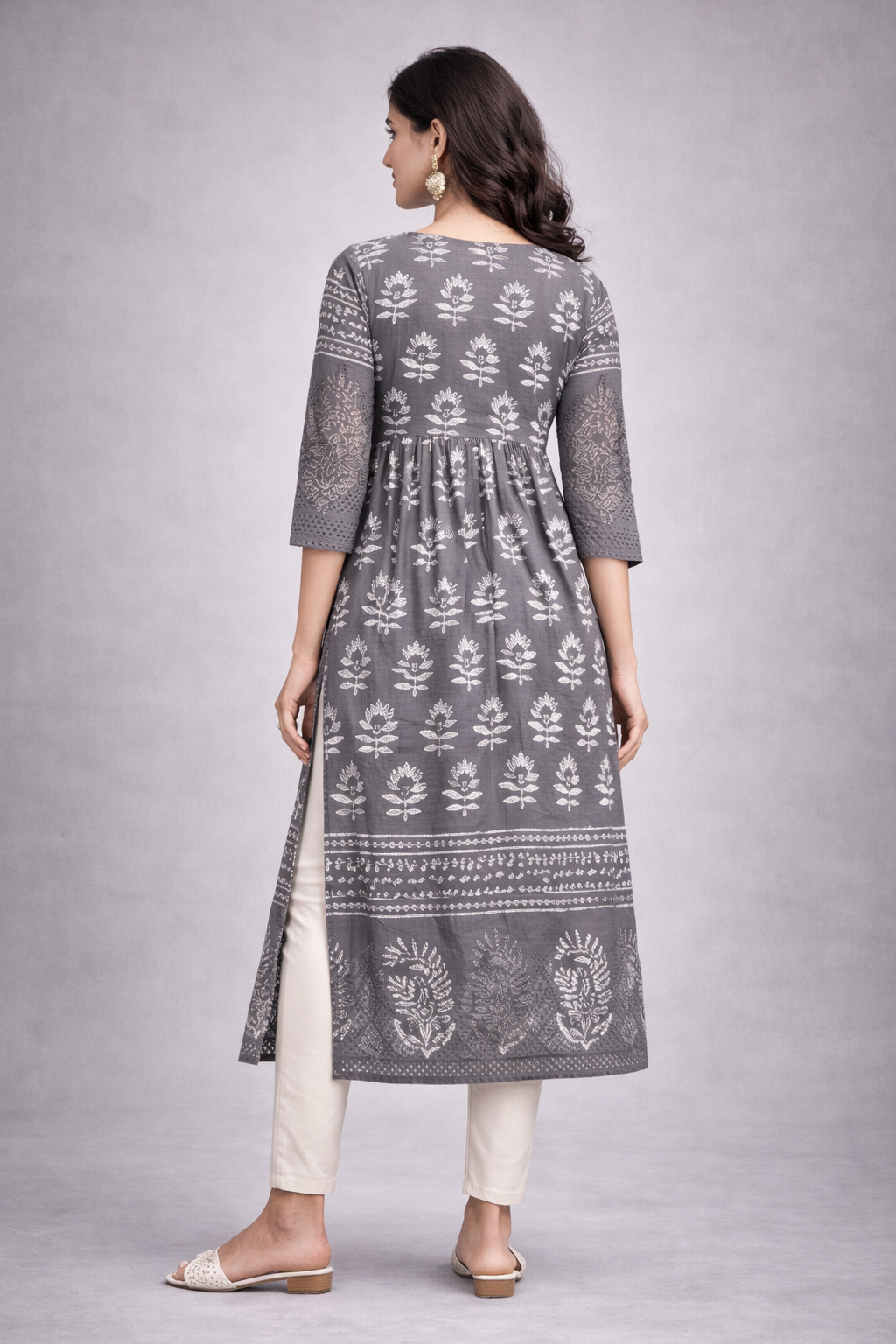 V Neck Relaxed fit Kurta with Princess Yoke and Gathers