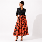 Box Pleated Long Skirt with Pockets