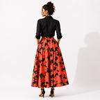 Box Pleated Long Skirt with Pockets
