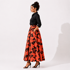 Box Pleated Long Skirt with Pockets
