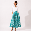 Box Pleated Long Skirt with Pockets