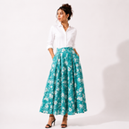 Box Pleated Long Skirt with Pockets