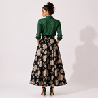 Box Pleated Long Skirt with Pockets