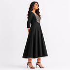 Panelled Flared Anarkali with Lace Embroidered Yoke