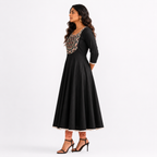 Panelled Flared Anarkali with Lace Embroidered Yoke