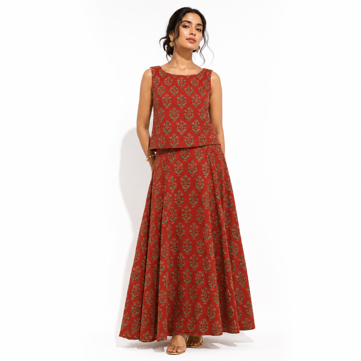 Co-ord Set - Sleeveless Top along with a Flared Skirt