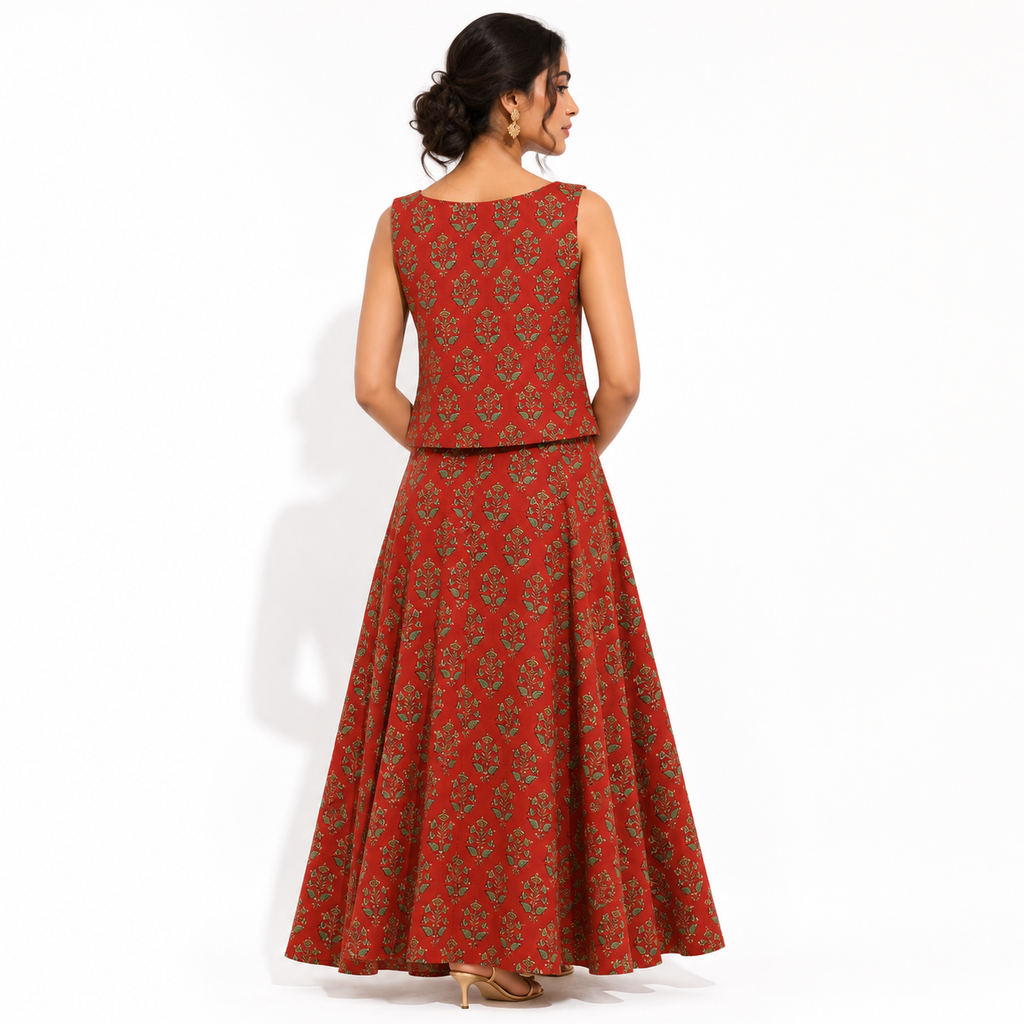 Co-ord Set - Sleeveless Top along with a Flared Skirt