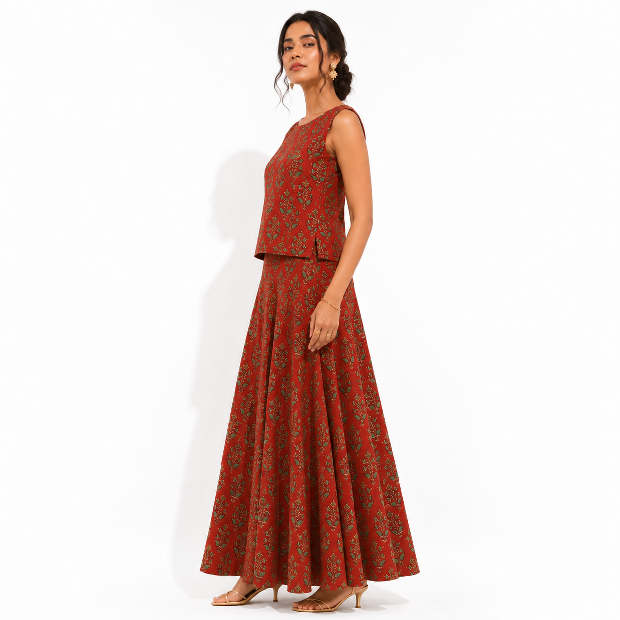 Co-ord Set - Sleeveless Top along with a Flared Skirt