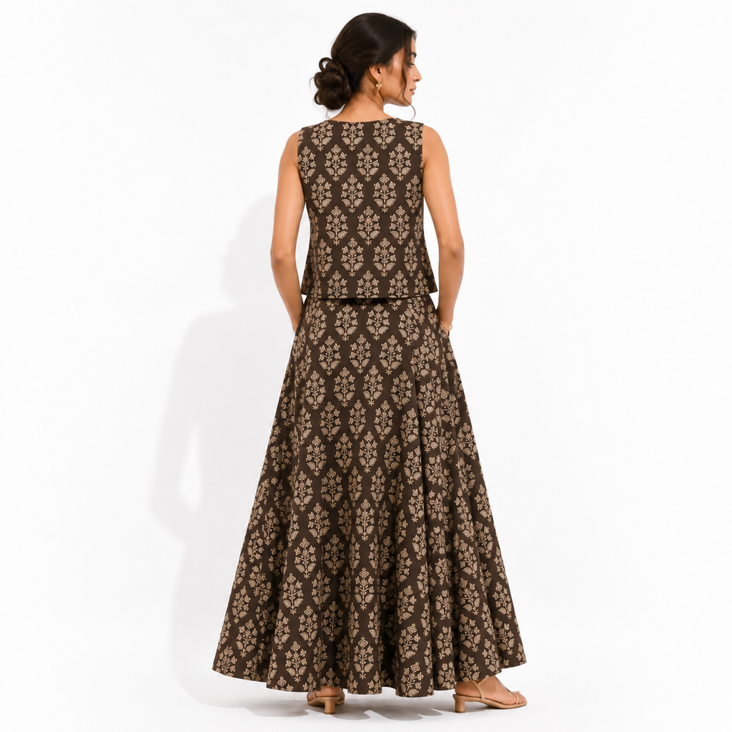 Co-ord Set - Sleeveless Top along with a Flared Skirt