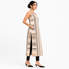 Sleeveless kurta with waist-level box patch pockets