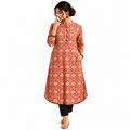 Smocked Back U-Hem Kurta - Terracotta