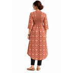 Smocked Back U-Hem Kurta - Terracotta