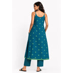 Wide Hem, Low Slit open Thin Strape Kurta with Pockets with a Matching Cig Pant - 2pcs Set