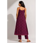 Wide Hem, Low Slit open Thin Strape Kurta with Pockets with a Matching Cig Pant - 2pcs Set